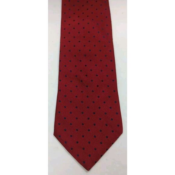 Daniel Cremieux Other - Daniel Cremieux Silk Tie Handmade Red With Blue Dots 57" X 4"